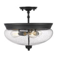 Matte Black 3-Light Glass Shade Semi Flush Mount T344713