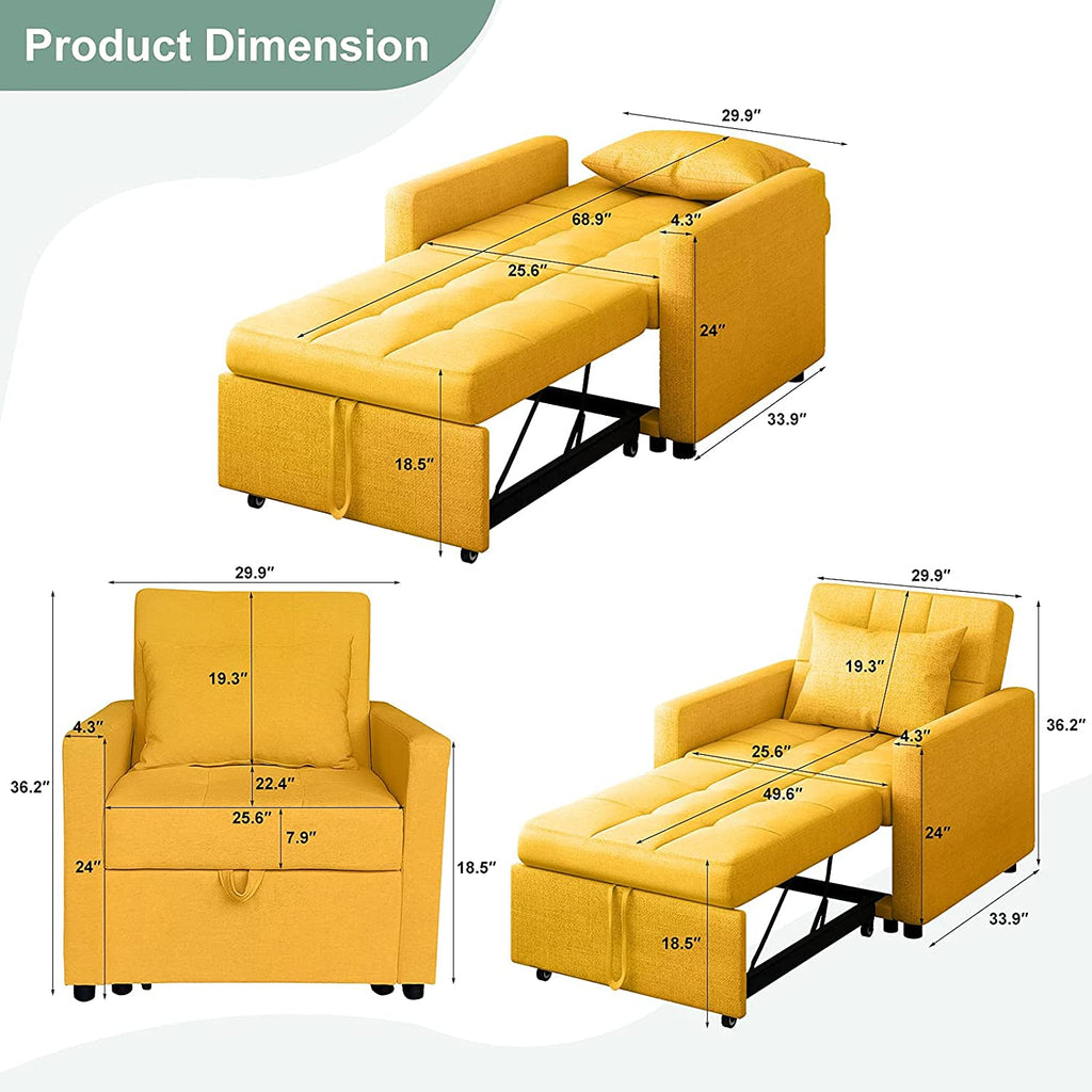 Green Reversible Sectional Sofa Bed with Storage Chaise F2834