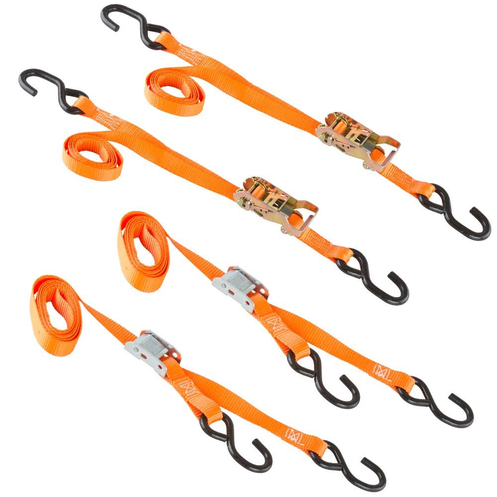 Orange Ratchet and Cam Buckle Tie-Down Straps U584