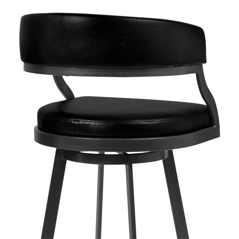 30x22 Bar Height Barstool in Mineral Finish and Vintage Black Faux Leather Y88455