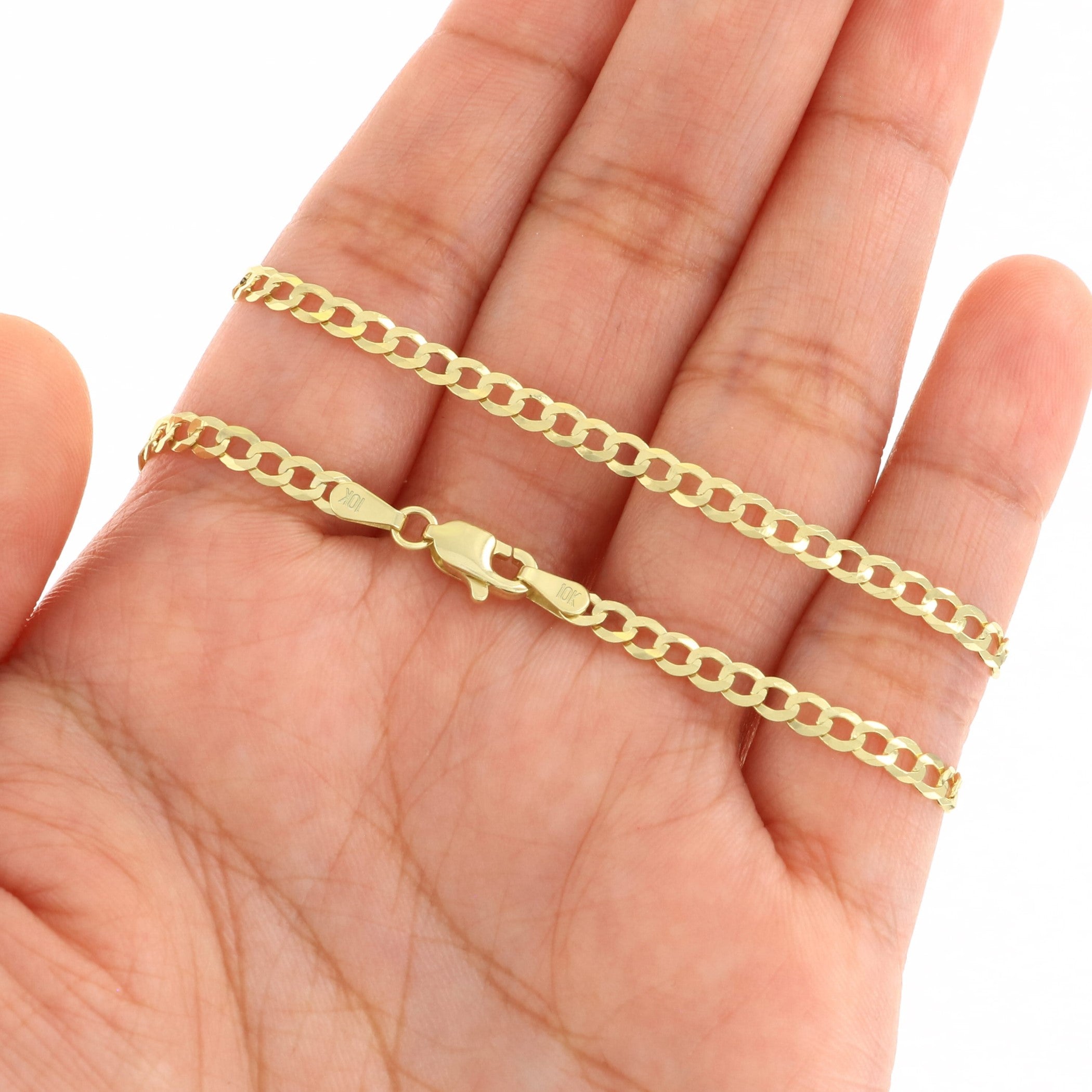 10k Yellow Gold 3mm Solid Cuban Curb Link Chain Bracelet or Anklet A5461