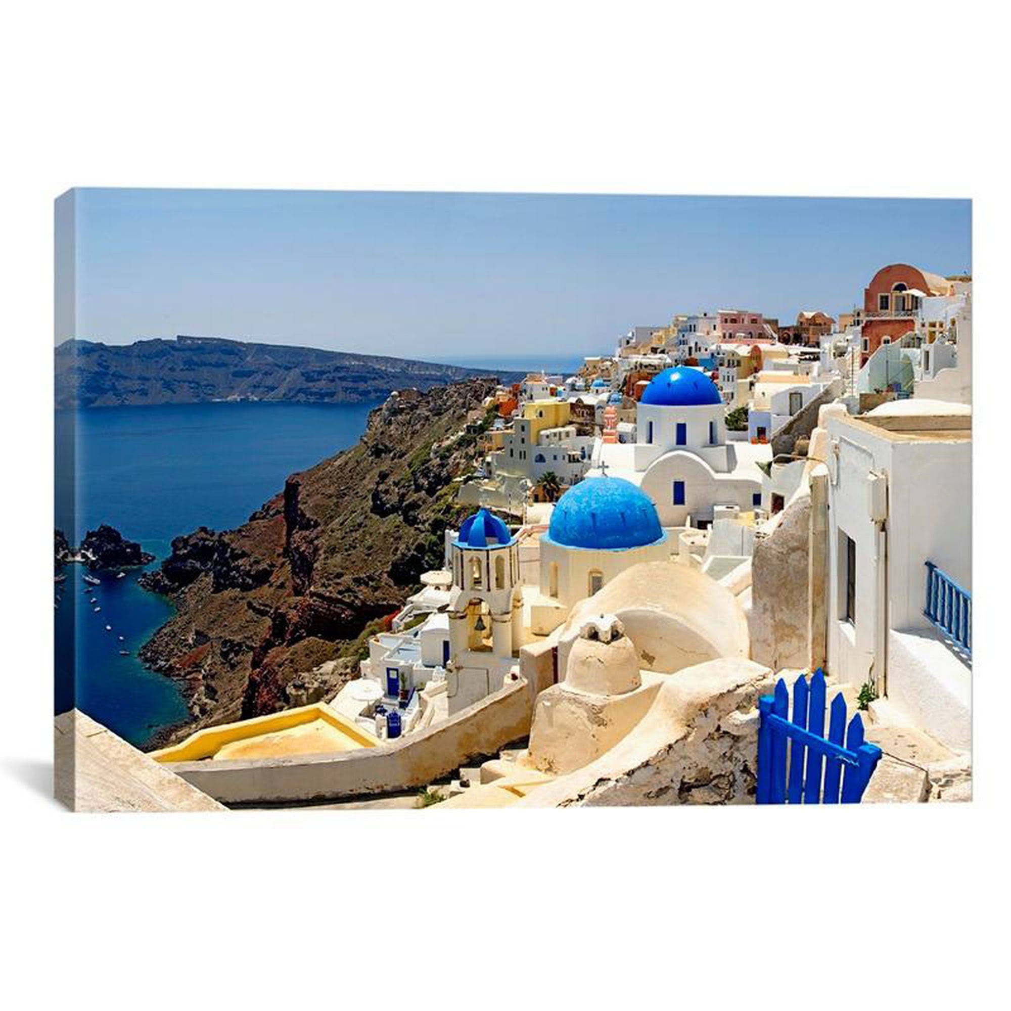 High Angle View of A Church, Oia, Santorini, Cyclades Islands, Greece Canvas Print J5304