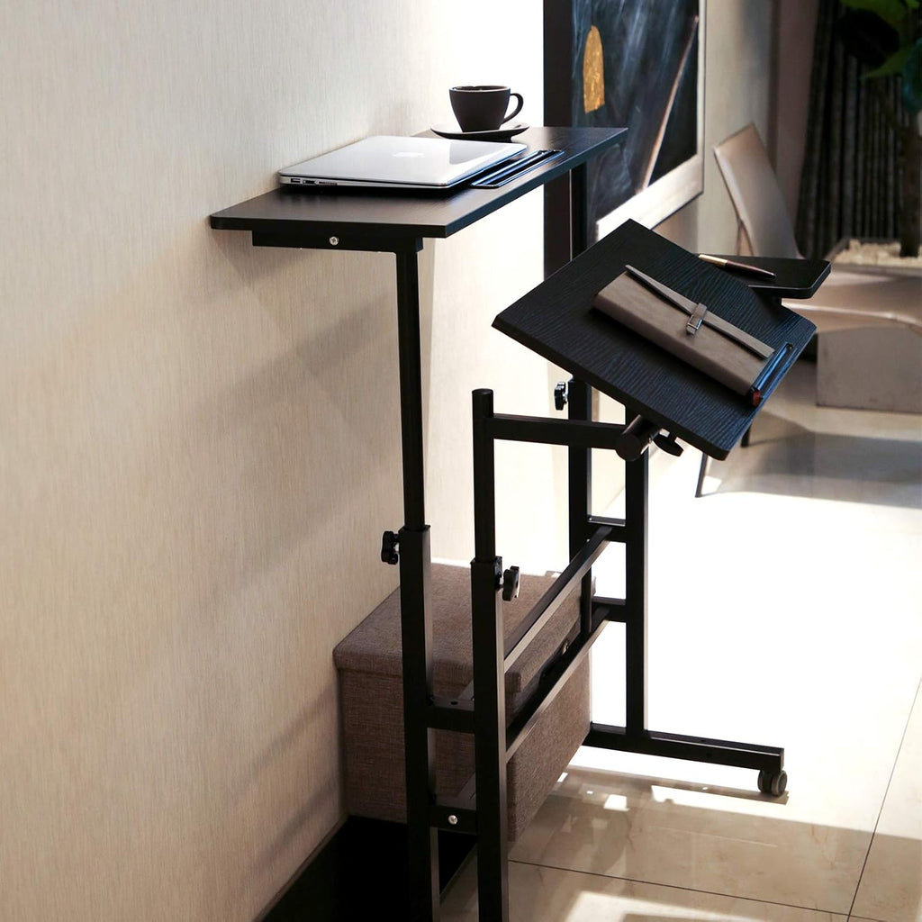 Black Portable Standing Desk with Wheels K960