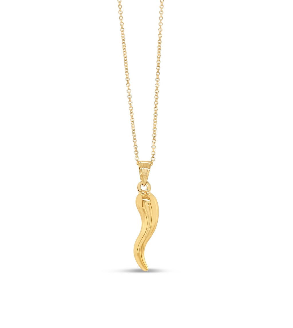 14k Yellow Gold Cornicello Charm Necklace 24inch R21490
