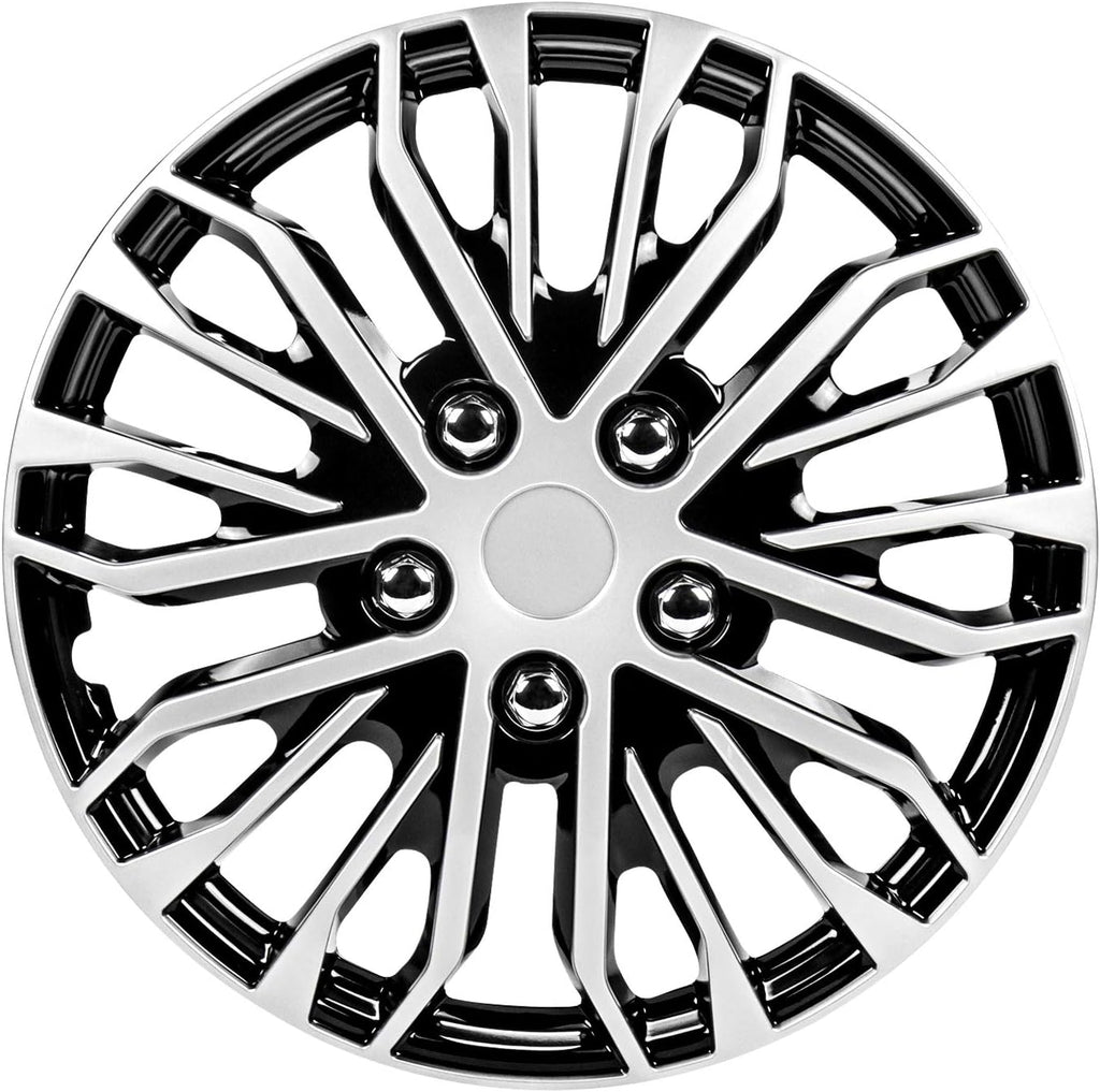 15 Inch Black and Silver Universal Hubcap Wheel Covers Set of 4 J529202