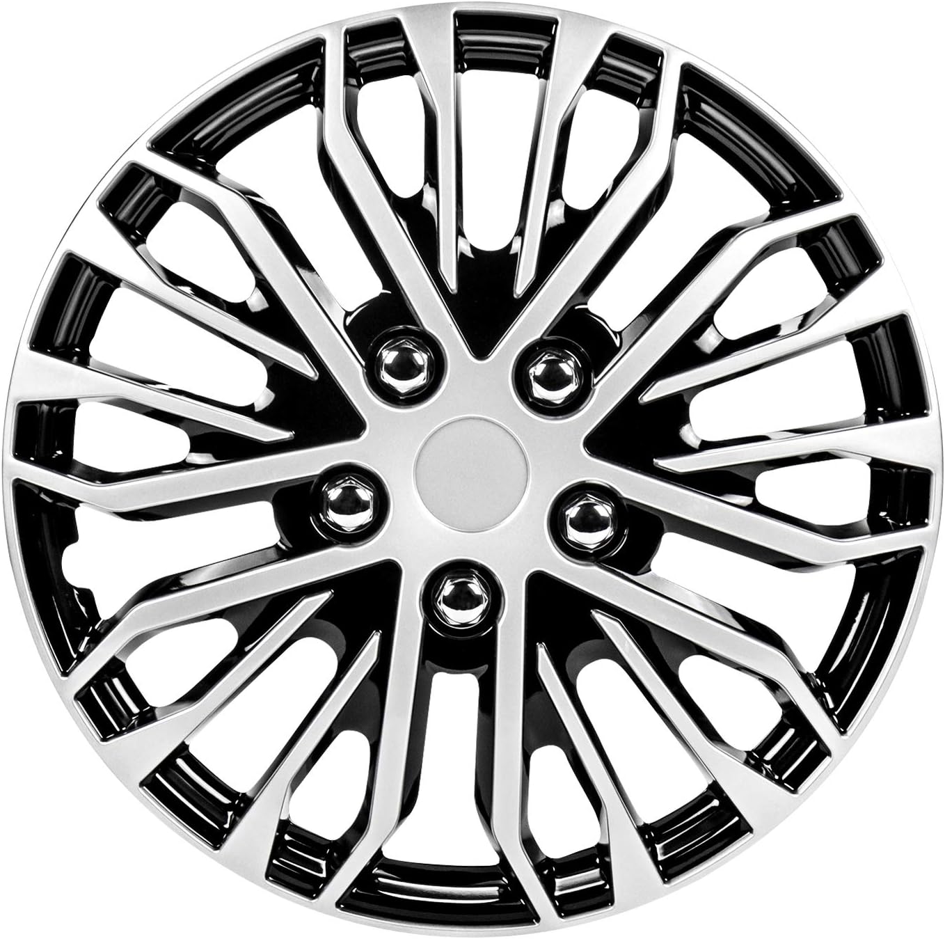 15 Inch Black and Silver Universal Hubcap Wheel Covers Set of 4 J529202