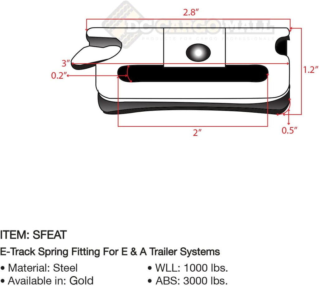 50 Loose E-Track Spring Fittings, Heavy Duty Steel G7901