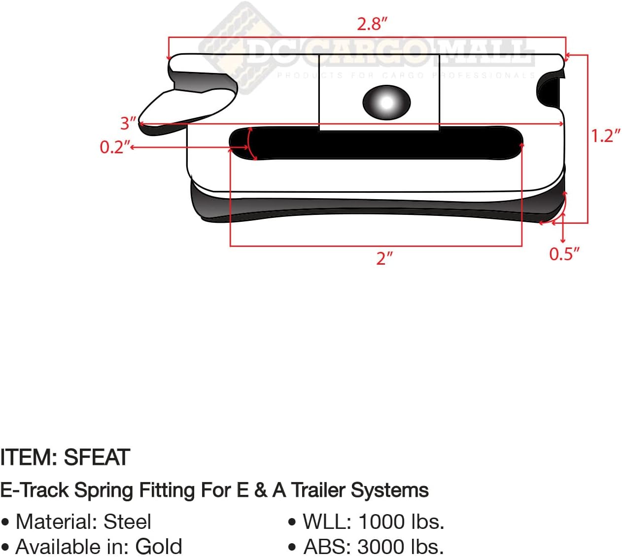 50 Loose E-Track Spring Fittings, Heavy Duty Steel G7901