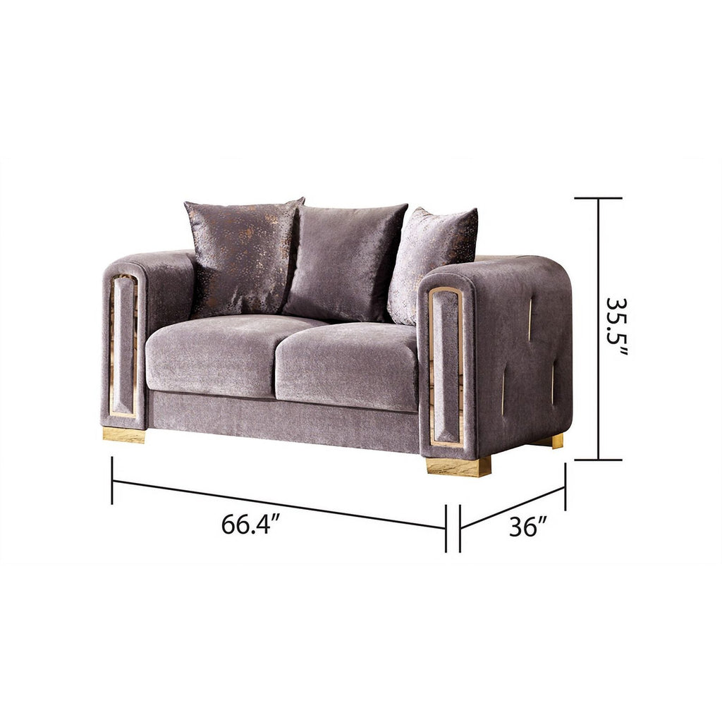 Gray Velvet 2Pc Living Room Set with Wood K341722