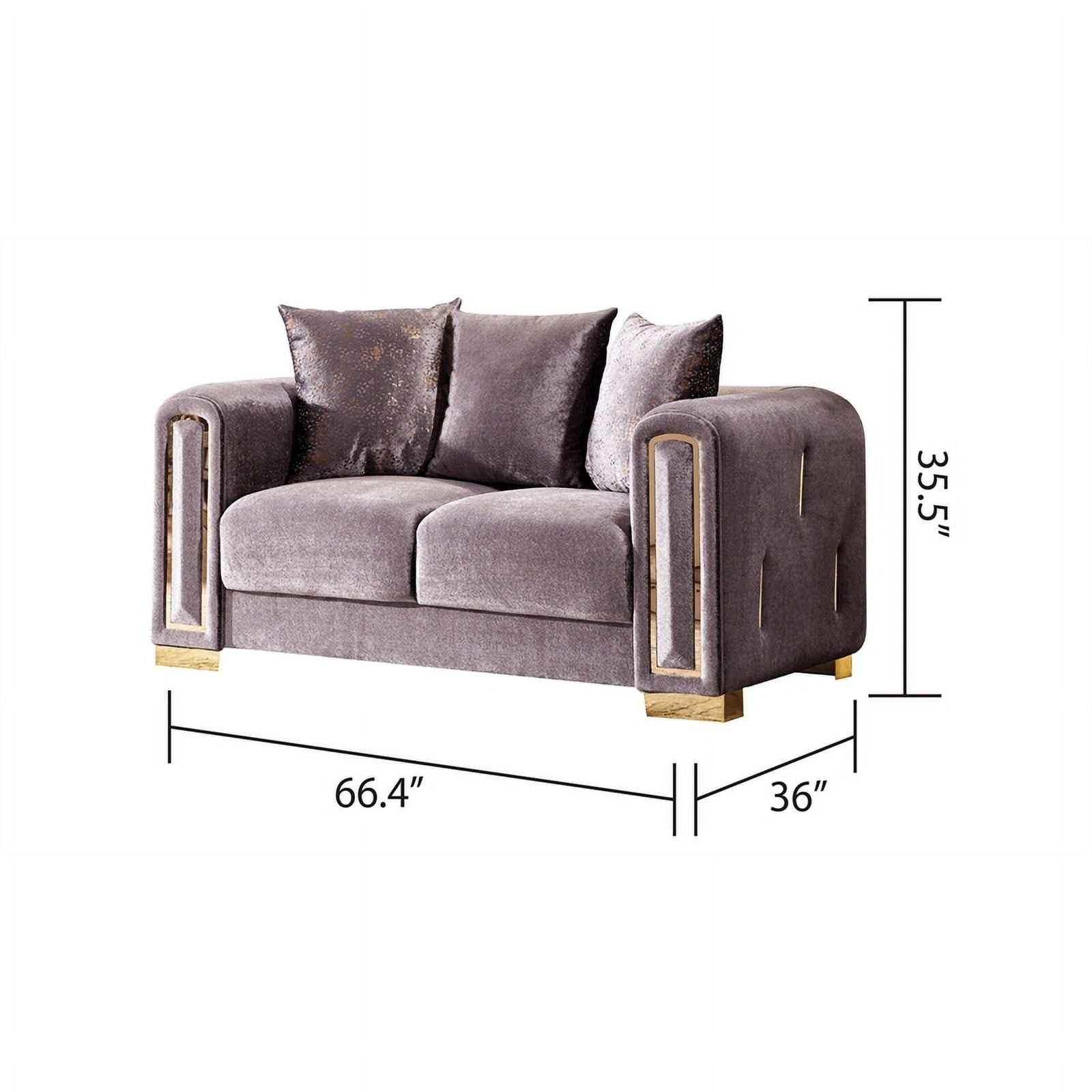 Gray Velvet 2Pc Living Room Set with Wood K341722