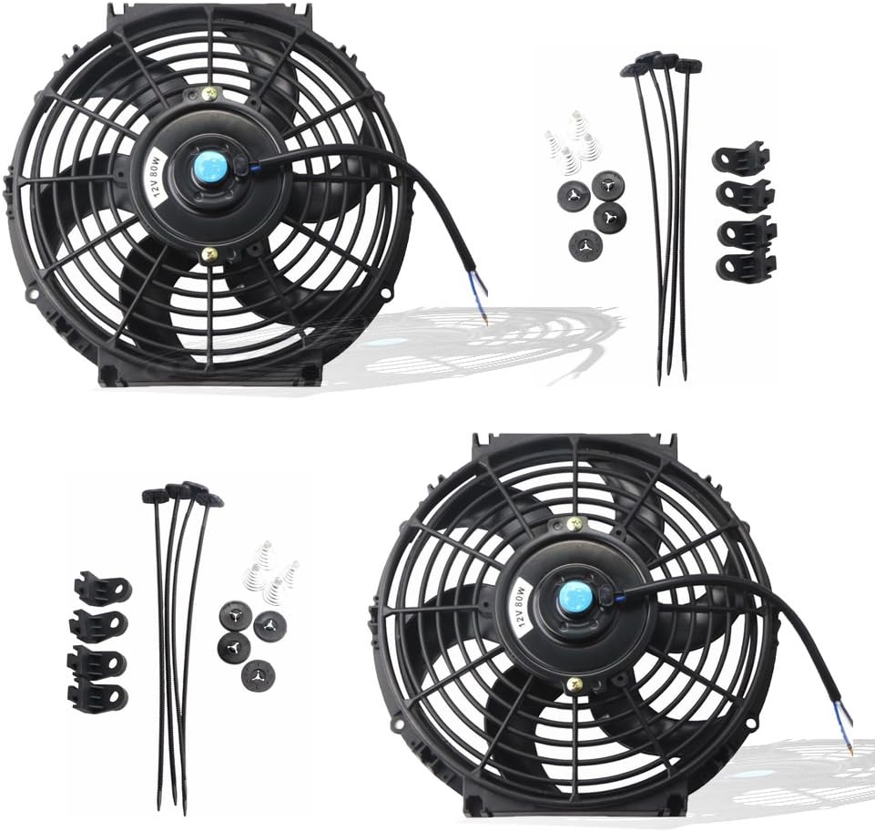 Black Universal Electric Radiator Slim Fan 12V 10 Inch Set of 2 H81174
