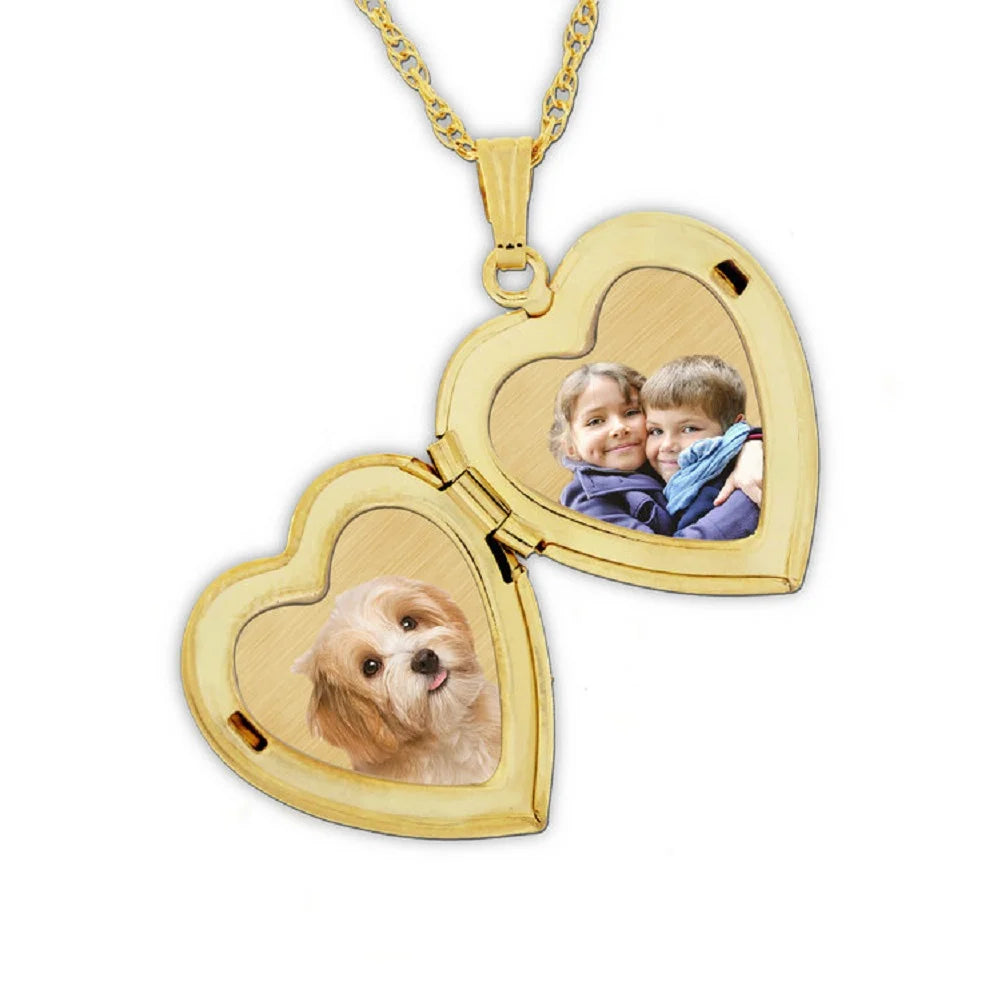 Solid 14K Yellow Gold Sweetheart Locket Necklace Pendants N112