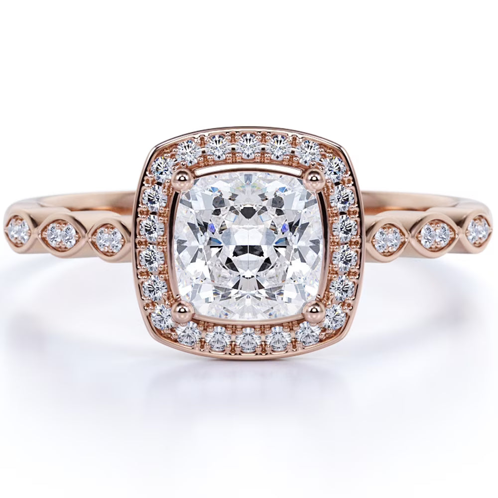 10K Rose Gold Vintage Halo Engagement Ring O23797