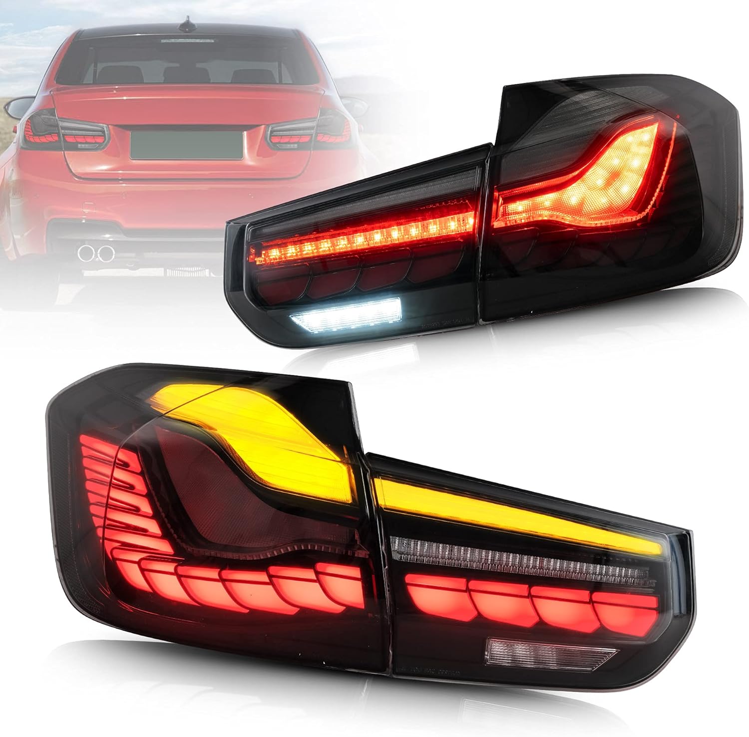 Smoked OLED Sequential Taillights for BMW M3 / 3 Series Sedan 2012-2018 L899525
