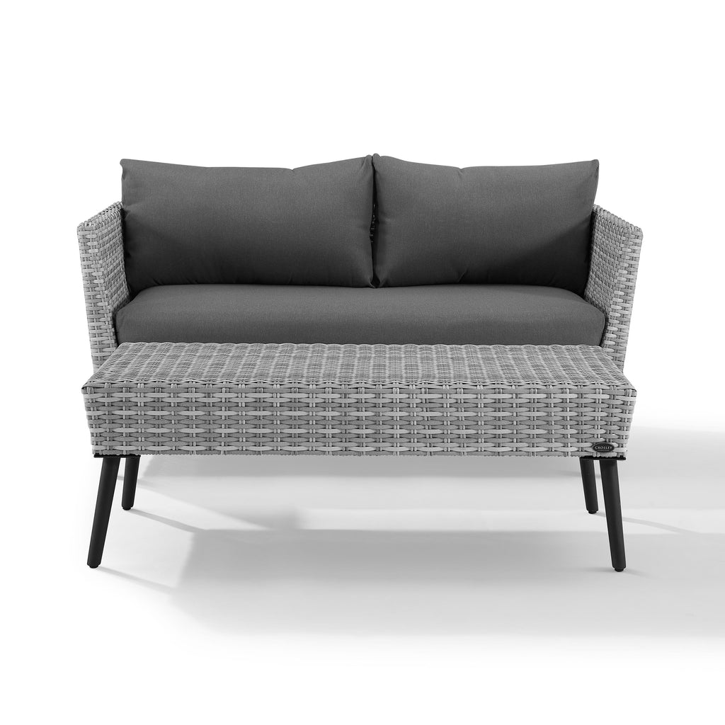 Gray 2 Piece Wicker Patio Sofa Set M605