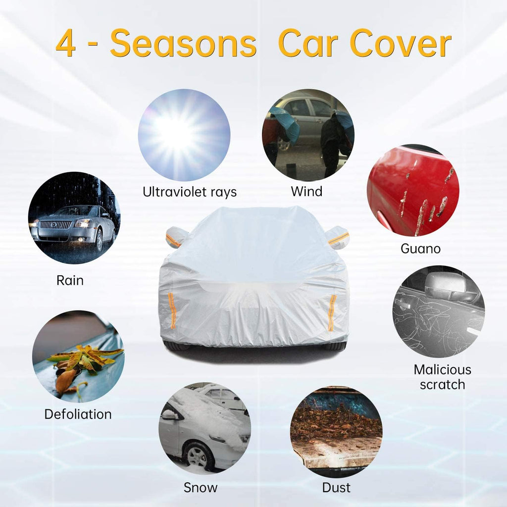 6 Layers Waterproof Outdoor Full Cover Car Cover with Zipper Cotton O756