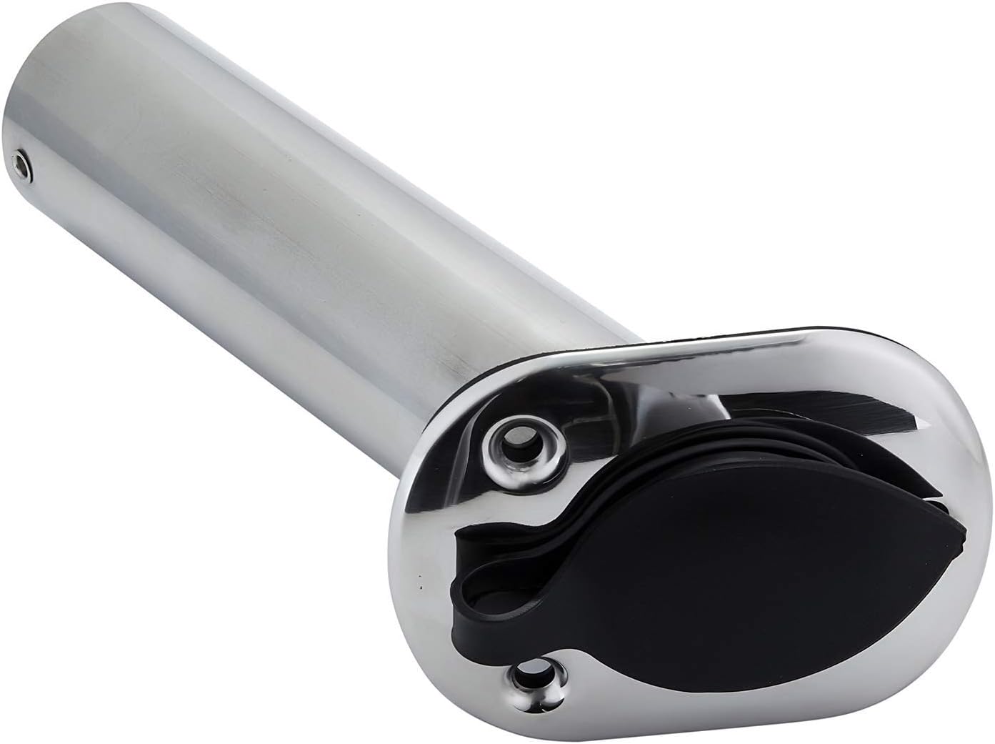 Stainless Steel 30 Degree Flush Mount Boat Fishing Rod Holder with Rubber Cap, PVC Liner & Gasket Pack of 2 Q6843