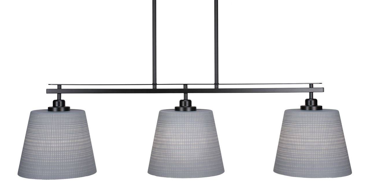 Matte Black 3 Island Light with 10 Gray Matrix Glass Z471