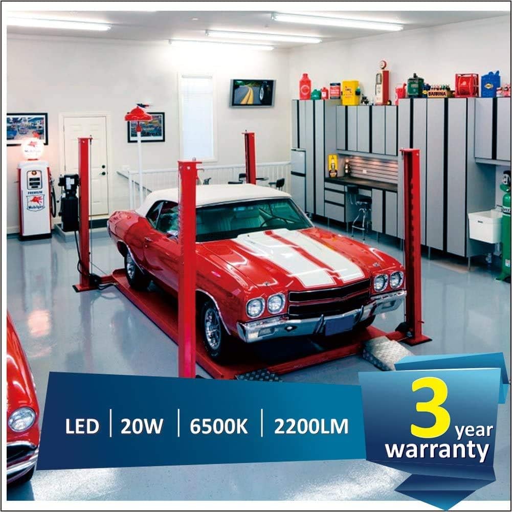 LED T5 Integrated Single Fixture, 4FT, 2200lm, 6500K, 20W, Utility Shop Light J8590