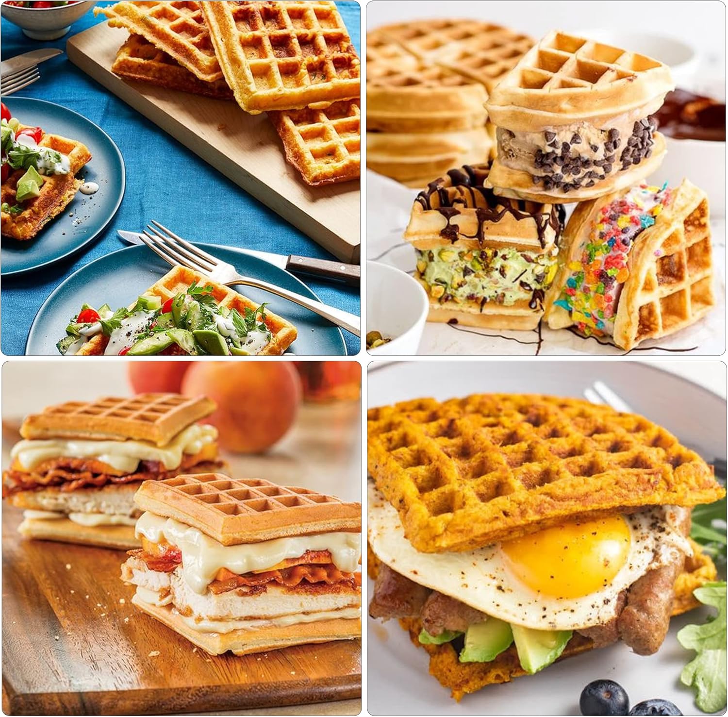 Black 4 Slices Square Non-Stick Waffle Maker C504