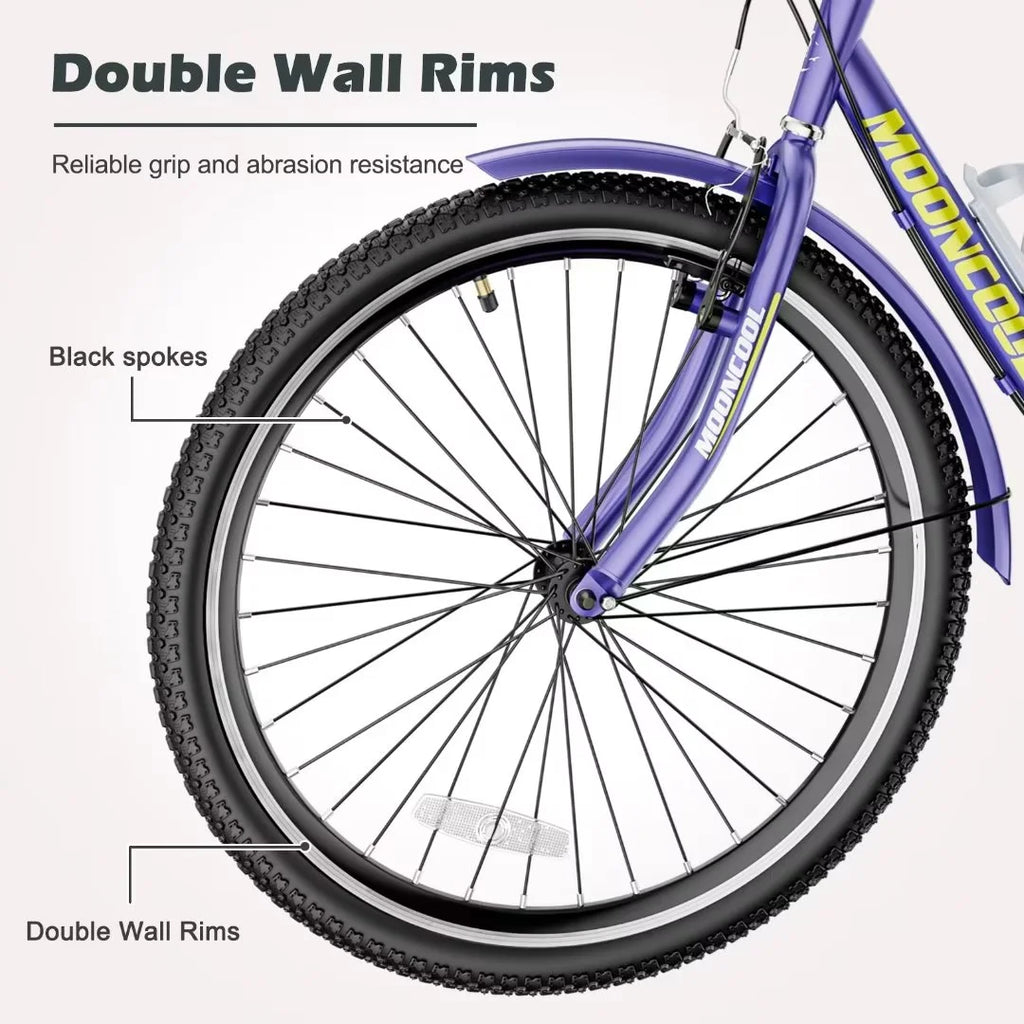 24"/26" Adult Tricycle Bike, 7 Speed 3-Wheel Bicycle, with Backrest & Shopping Basket Q94165