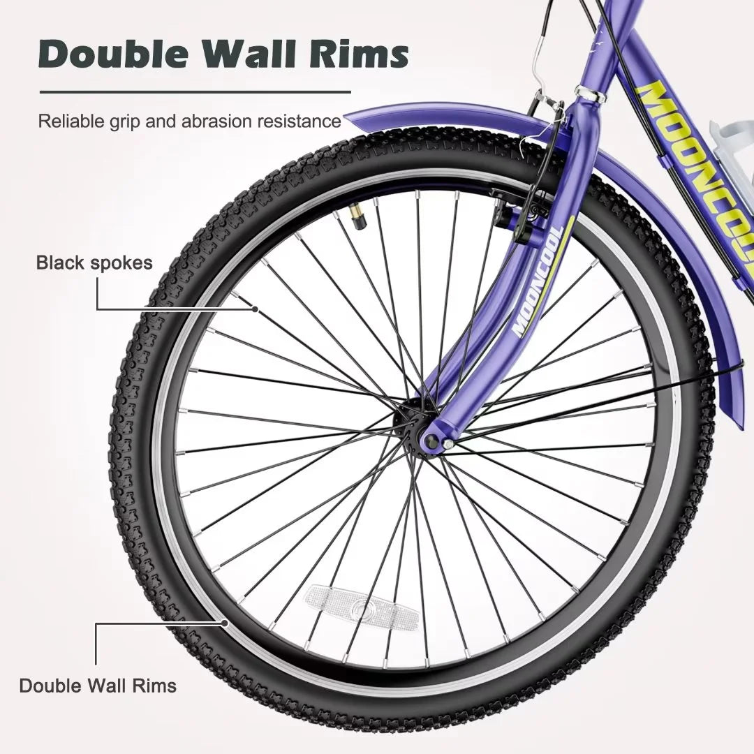 24"/26" Adult Tricycle Bike, 7 Speed 3-Wheel Bicycle, with Backrest & Shopping Basket Q94165