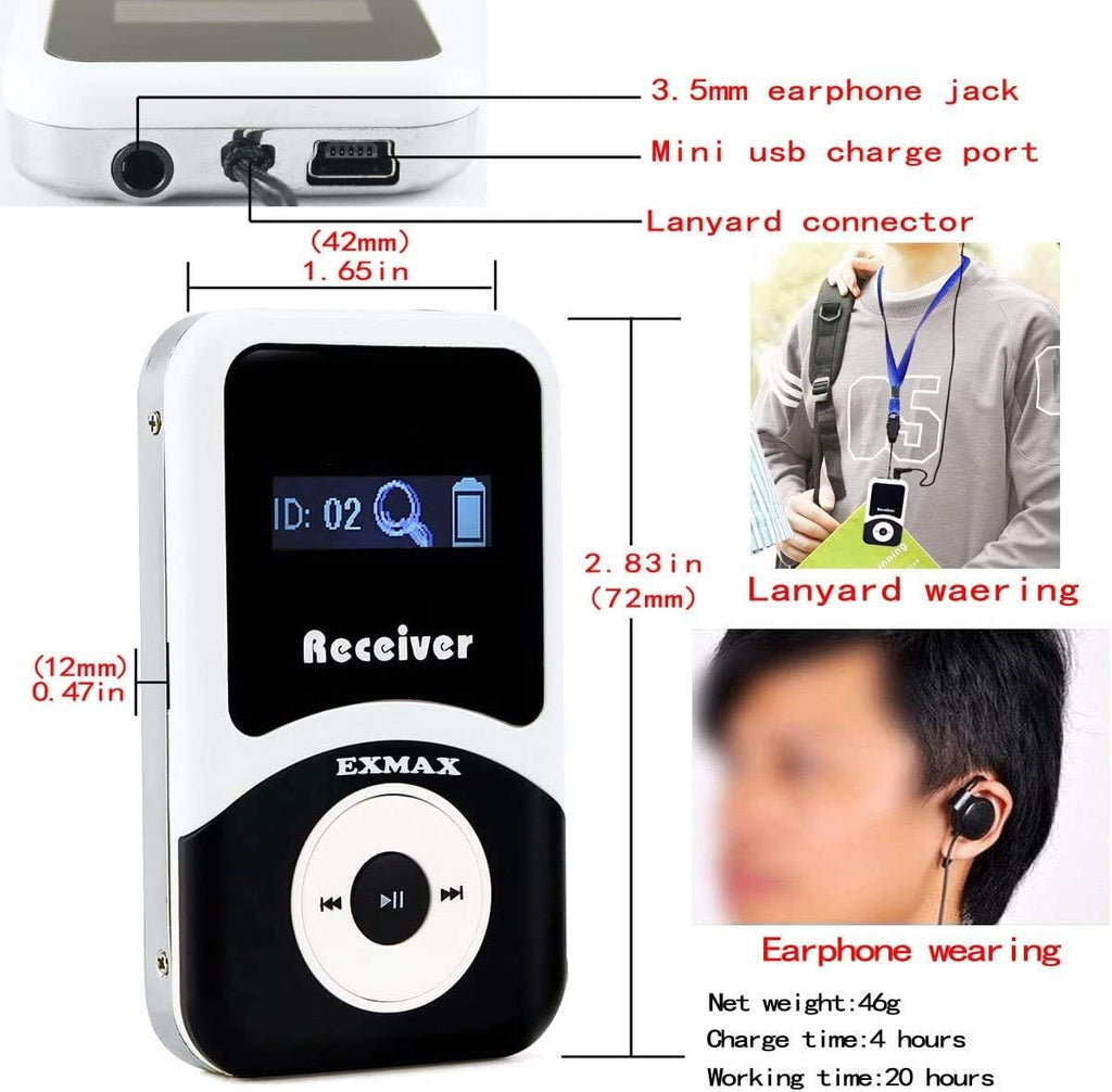 1 Transmitter 15 Receivers Wireless Tour Guide System with Charge Station X3431