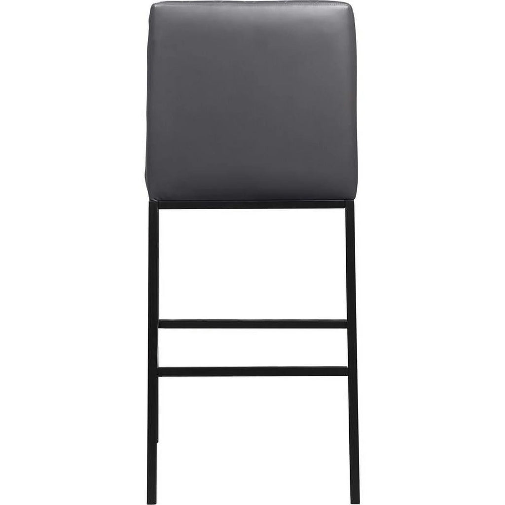 Quilted Gray Vegan Leather Stool Set of 2 C689