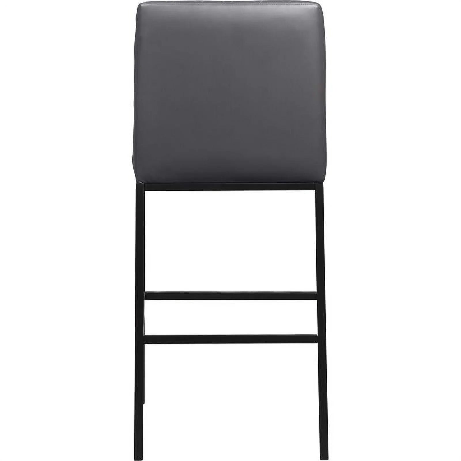Quilted Gray Vegan Leather Stool Set of 2 C689