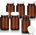 Amber Glass Wide Mouth Packer Bottle With White Ribbed Lid (6 Pack) N6521