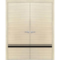 Solid French Double Doors 48 x 84 inches Natural Veneer with Frosted Glass Wood Solid Panel Frame Trims Y1118
