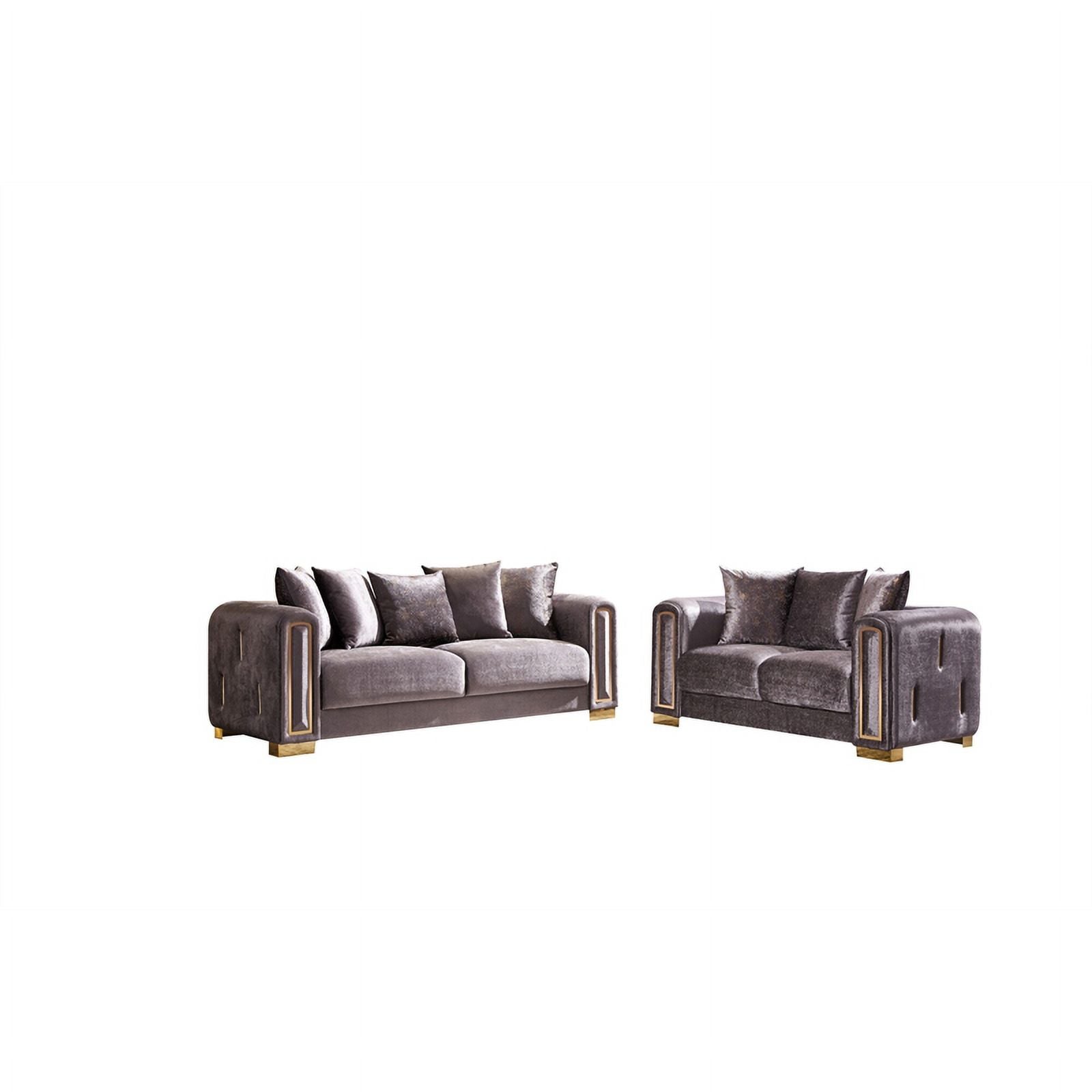 Gray Velvet 2Pc Living Room Set with Wood K341722