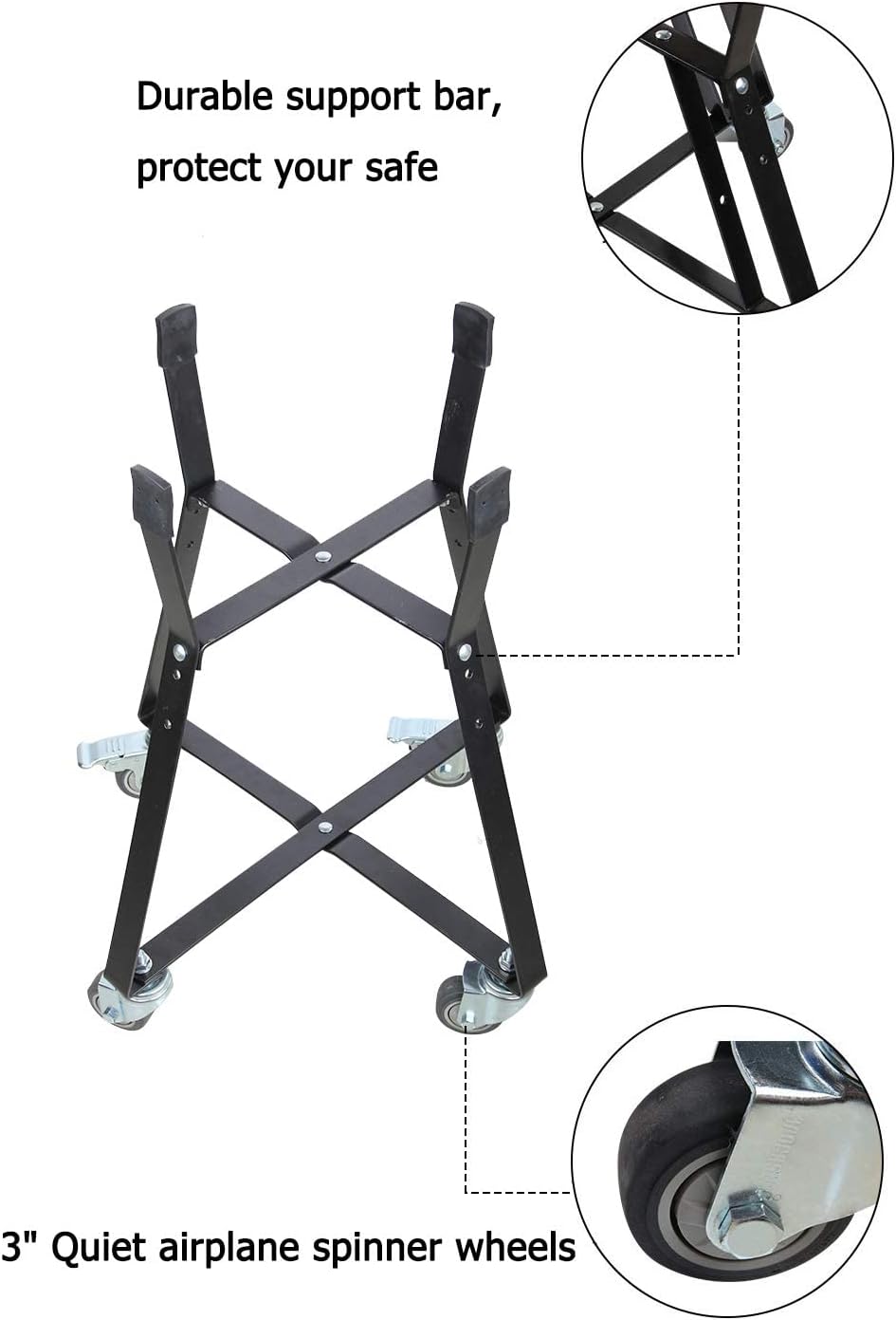 Rolling Cart with Heavy Duty Locking Caster Wheels Powder Coated Steel Q76447