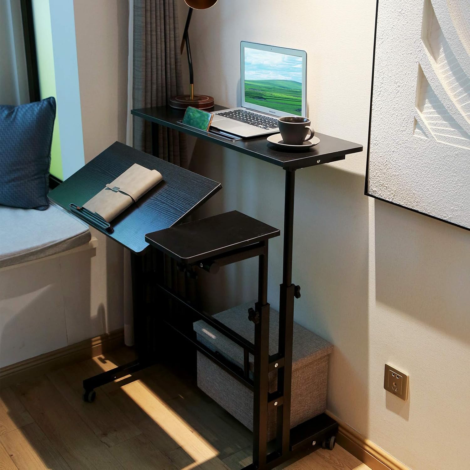 Black Portable Standing Desk with Wheels K960