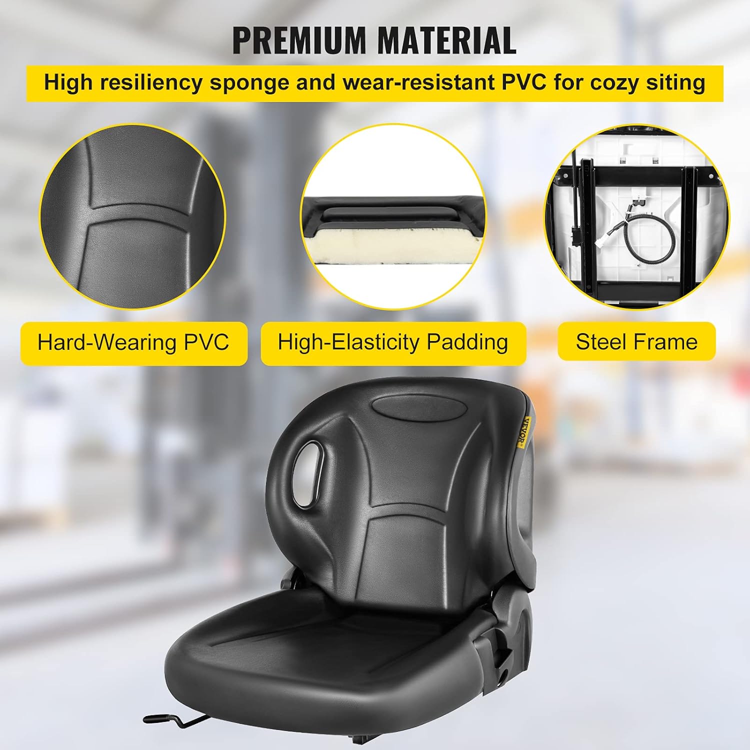 Forklift Seat with Seat Switch and Back Seat Organizer A597