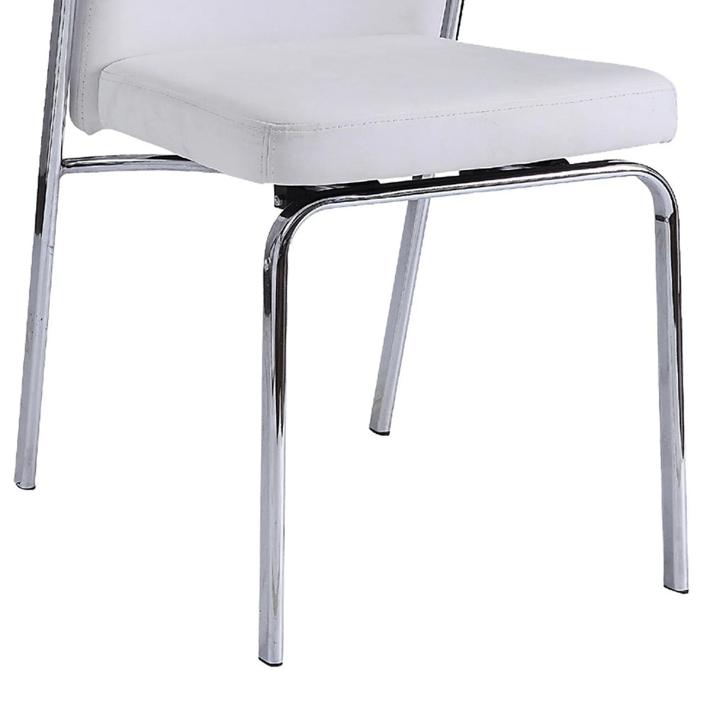 White Chrome Faux Leather Dining Chair Set of 2 I86414