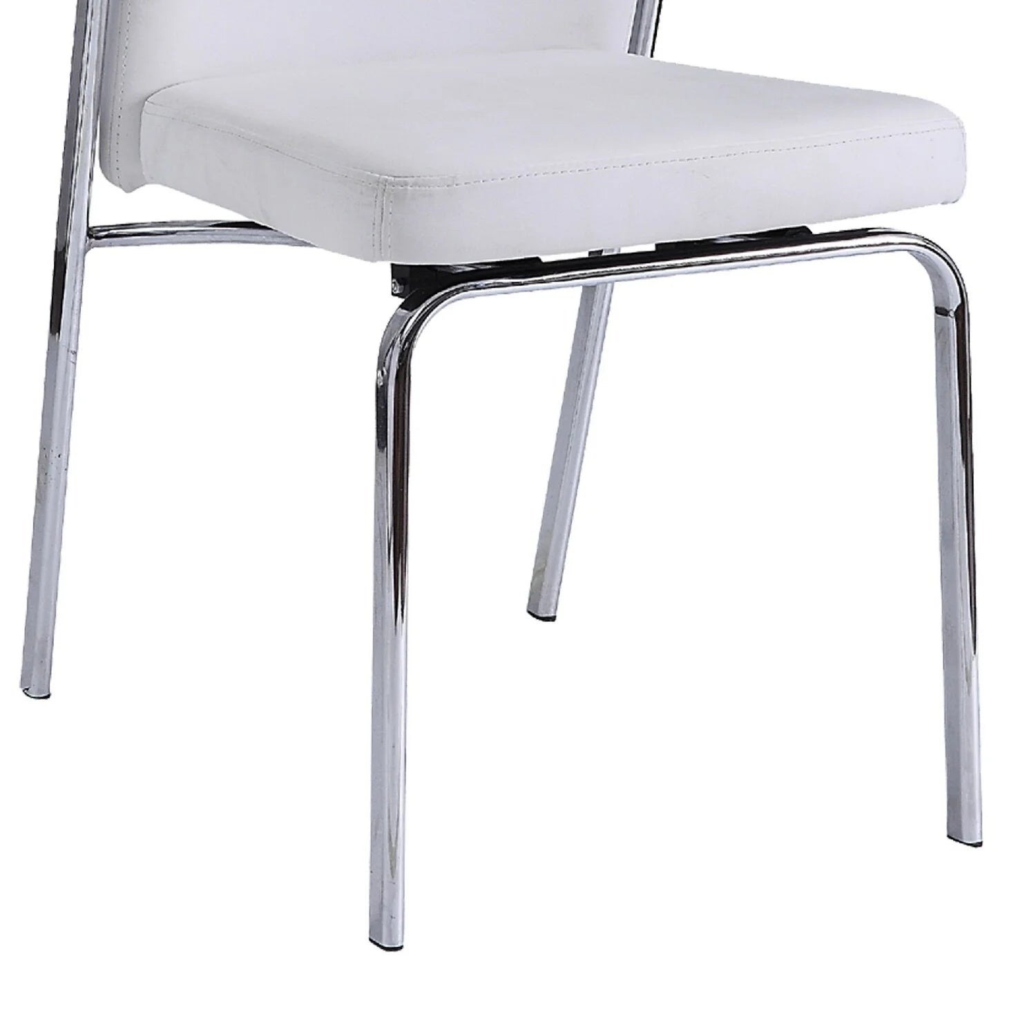 White Chrome Faux Leather Dining Chair Set of 2 I86414