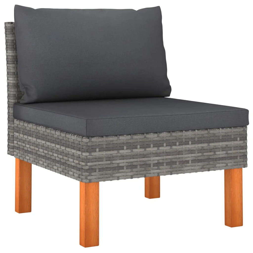 6 Piece Poly Rattan Garden Set with Cushions Gray D34364