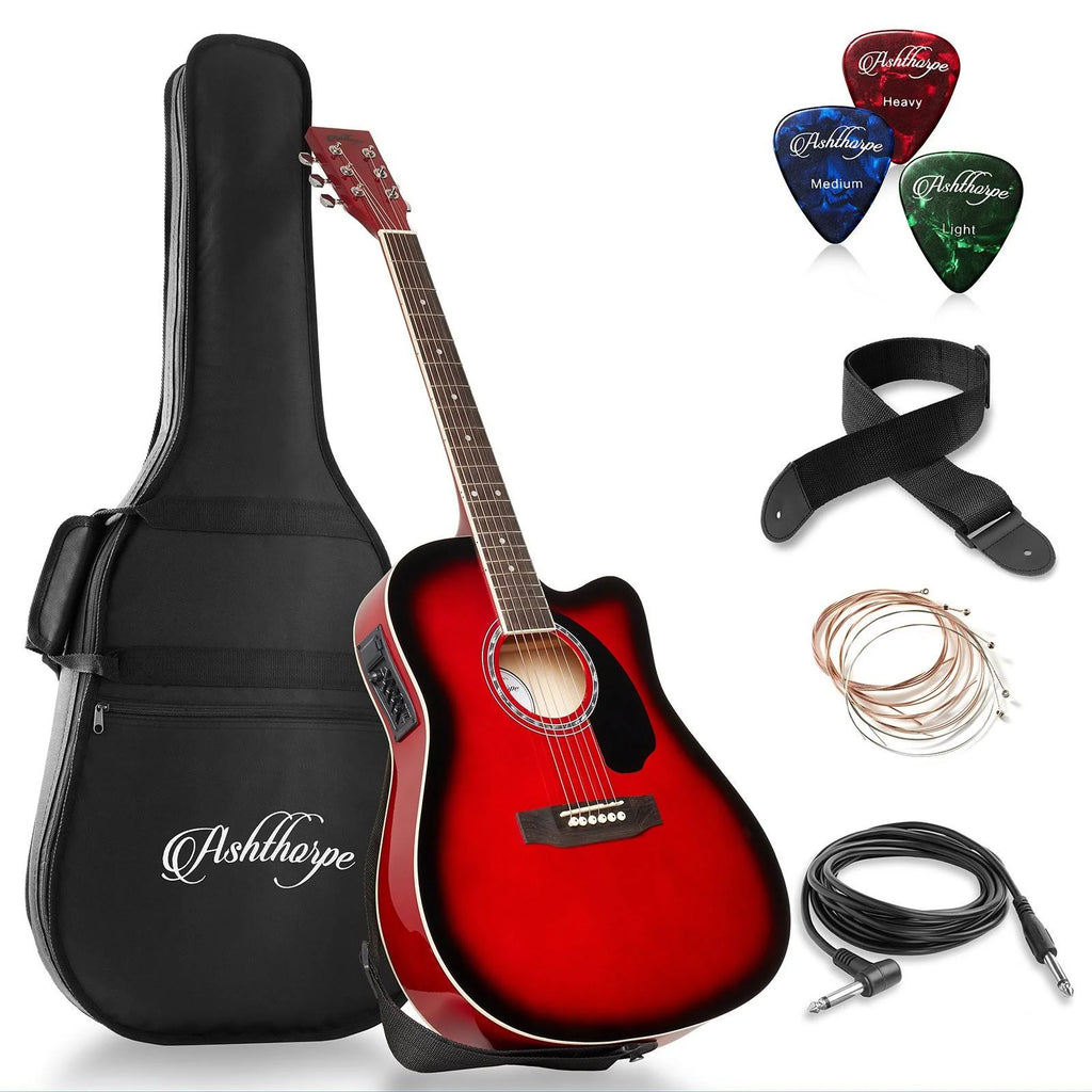 Full-Size Cutaway Thinline Acoustic-Electric Guitar Package K48957
