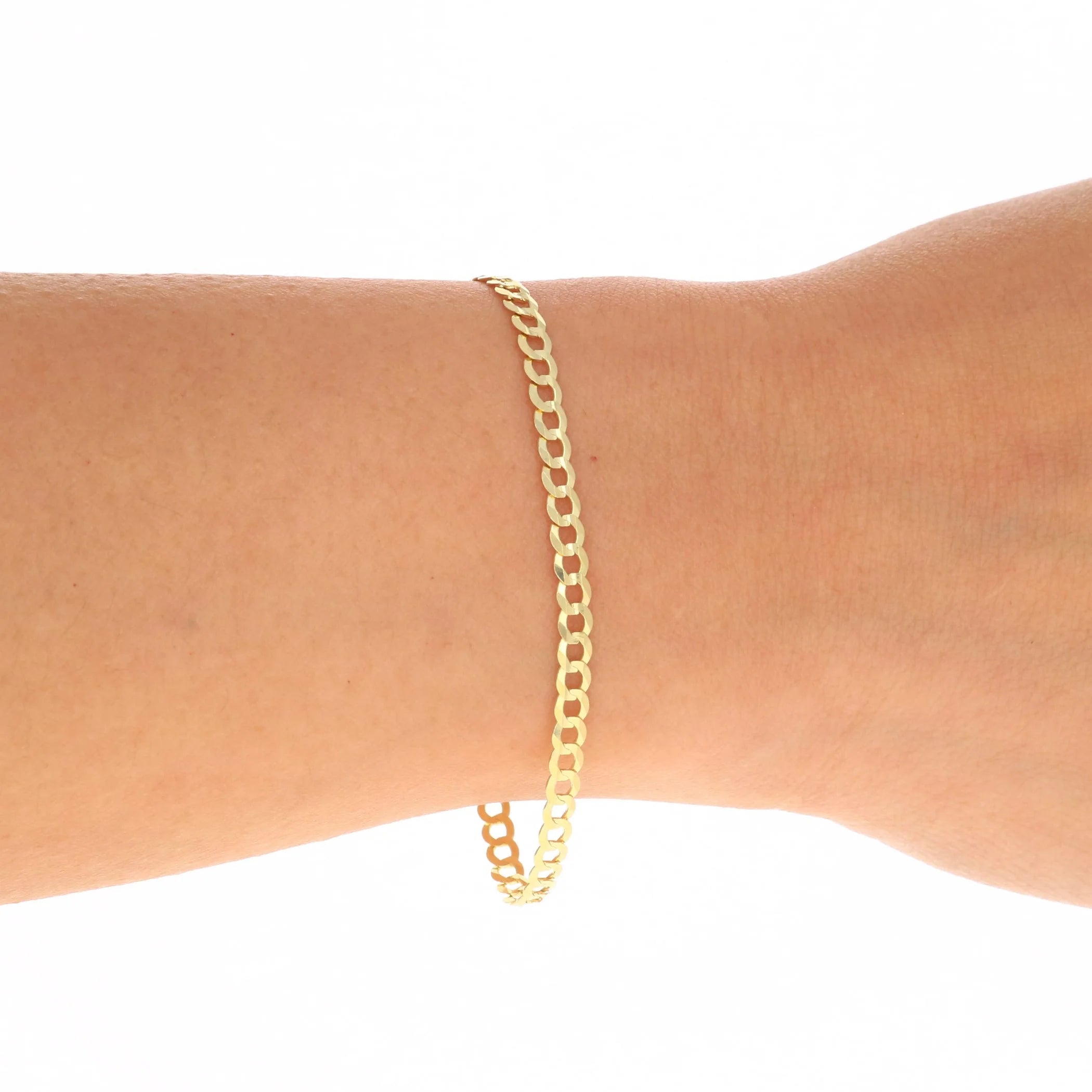 10k Yellow Gold 3mm Solid Cuban Curb Link Chain Bracelet or Anklet A5461