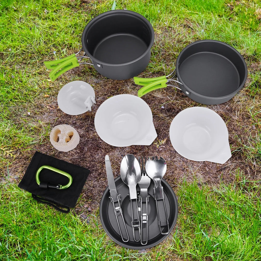 15 Pcs Non Stick Camping Cookware Set Q273