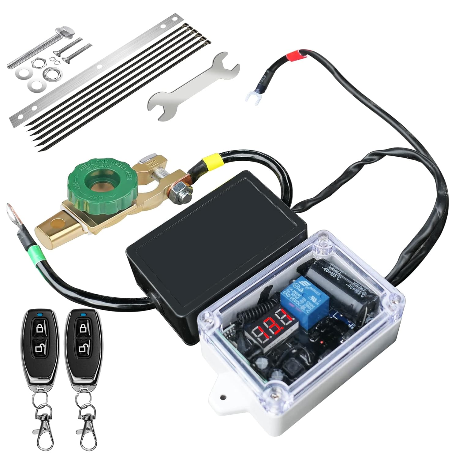 12V Battery Disconnect Switch with LED Digital Voltmeter Display Dual Wireless Control C283