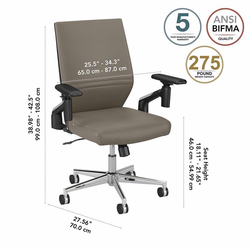 Washed Gray Leather Office Chair Y759758