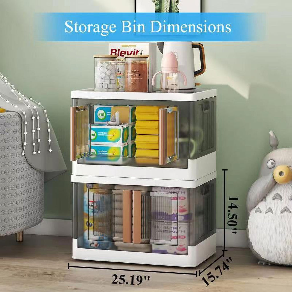 3 Pack Collapsible Storage Bins with Lids, 19 gal, White Q232111