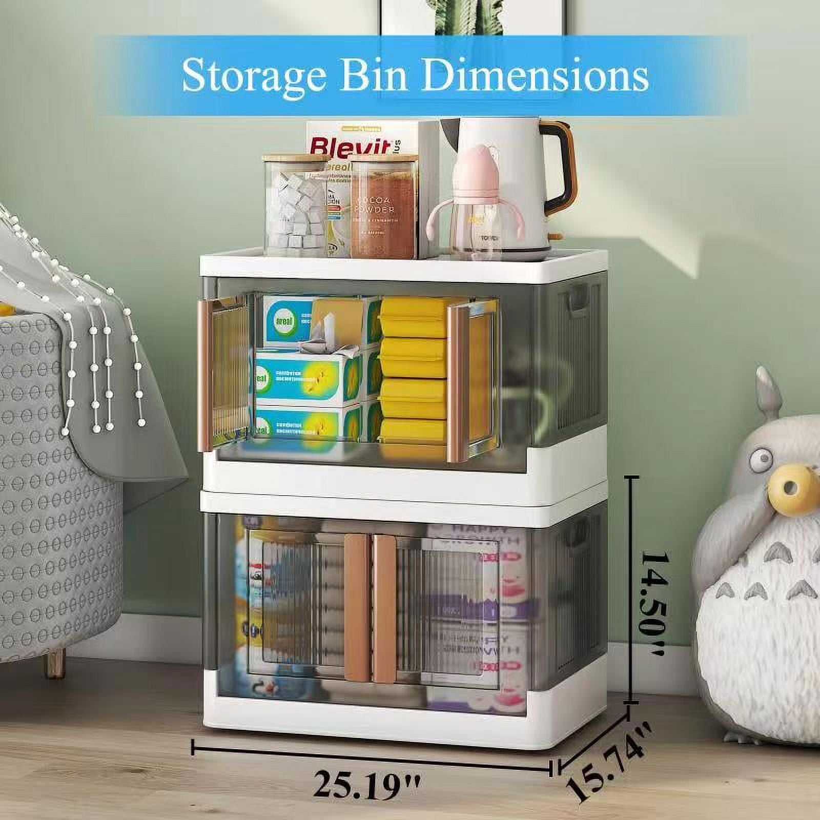 3 Pack Collapsible Storage Bins with Lids, 19 gal, White Q232111