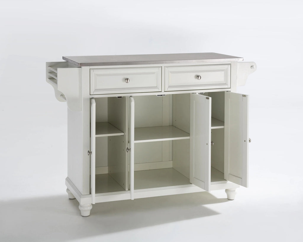 White/Silver Wood Kitchen Island O37859