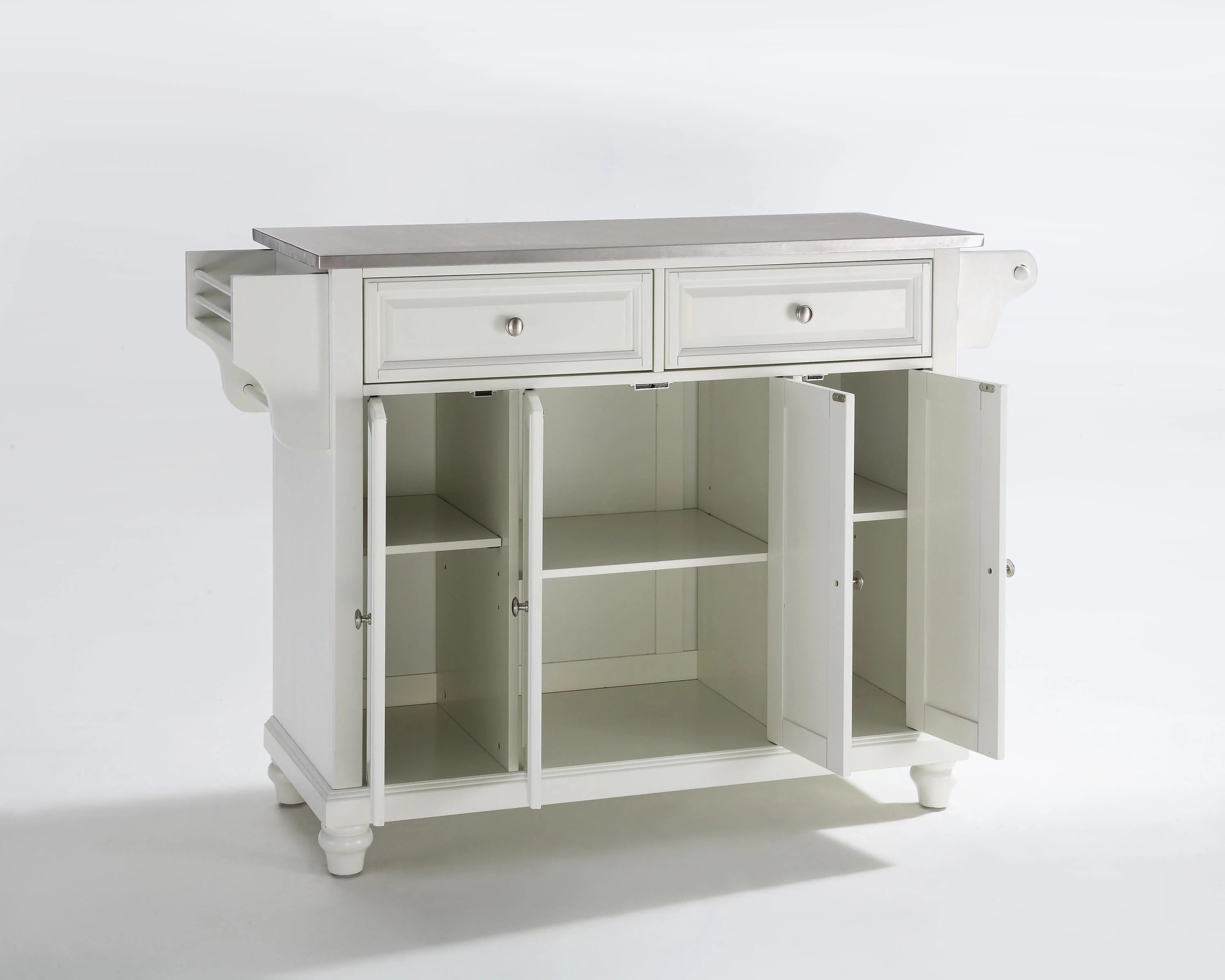 White/Silver Wood Kitchen Island O37859