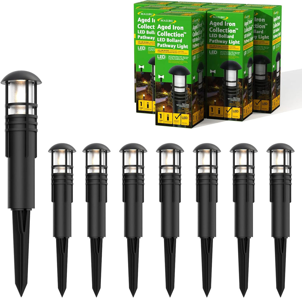 Black 8 Pack LED Bollard Pathway Light Z29783
