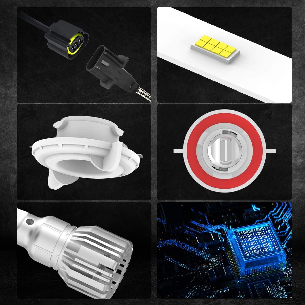 H13 LED Bulbs Dual Beam, 6000K Cool White, Pack of 2 O78933