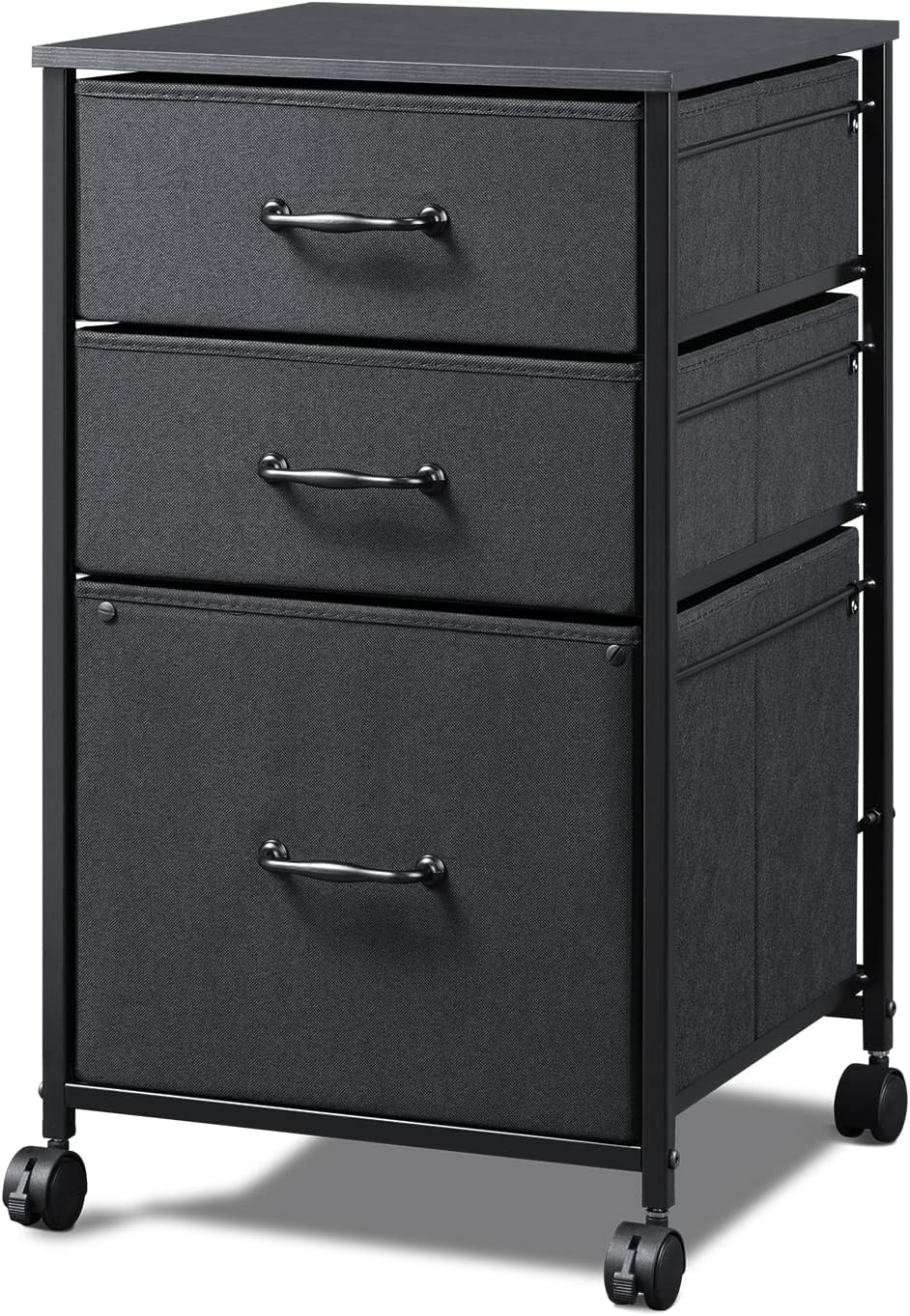 Mobile File Cabinet with Open Storage Shelf, Rustic Brown K109862